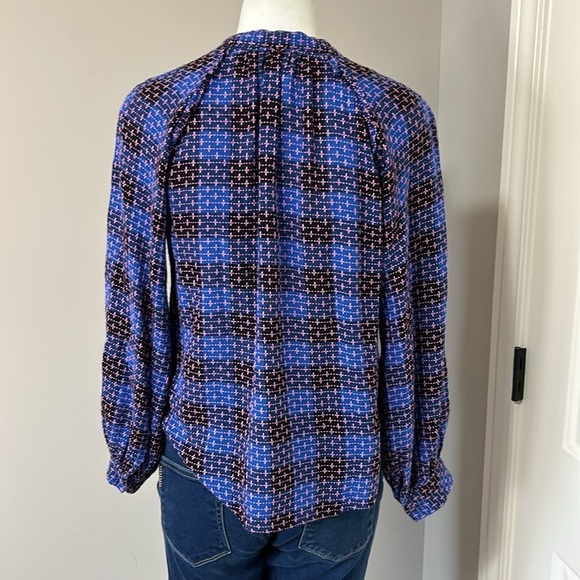Anthropologie Pilcro Femme Plaid Buttondown Blue Pink Shirt Top Sz M Petite - Picture 8 of 16